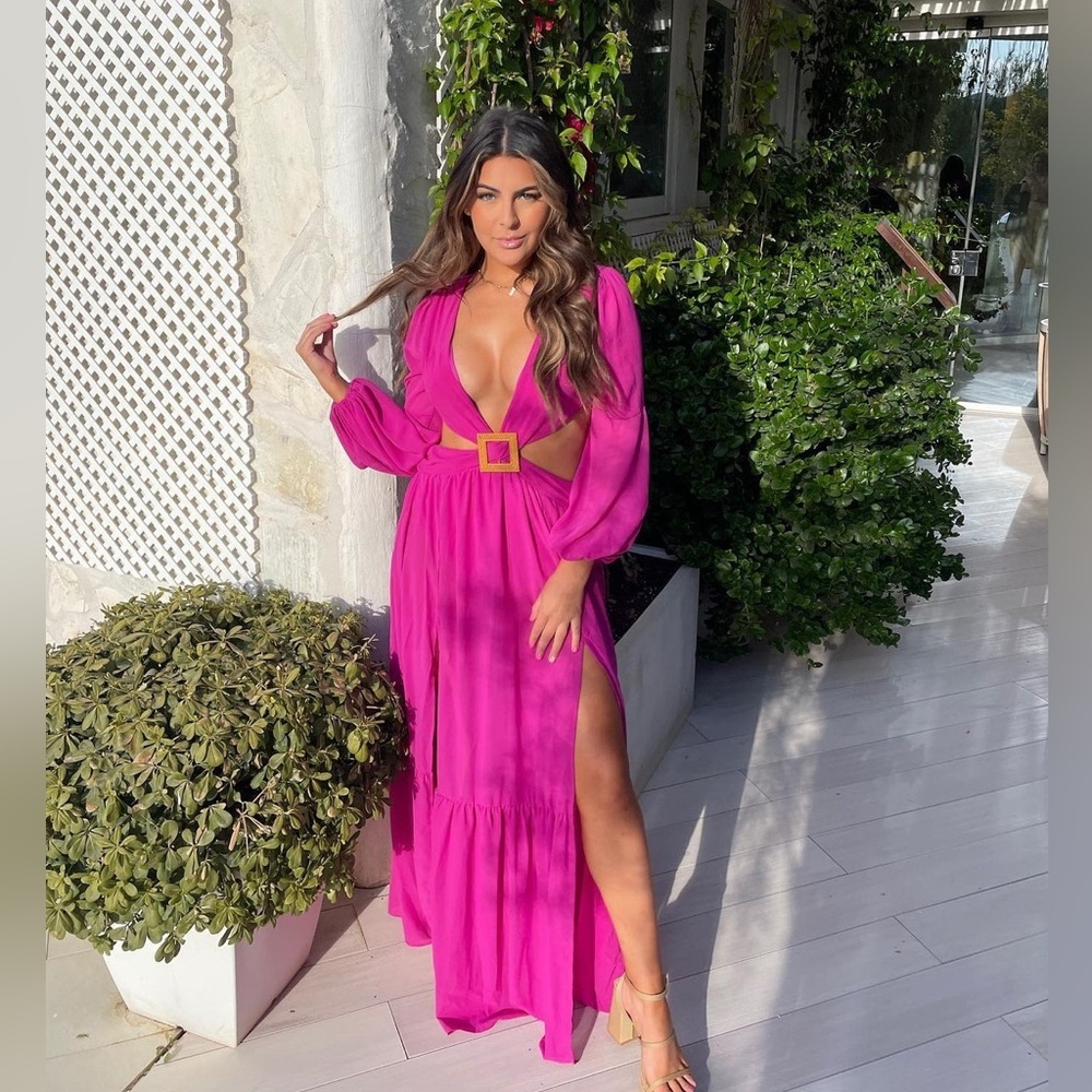 Pink Cut-Out Maxi Dress